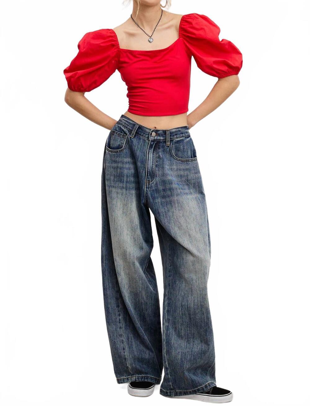 NEW MIMOSA barrel wide-leg baggy denim jeans in smoky blue